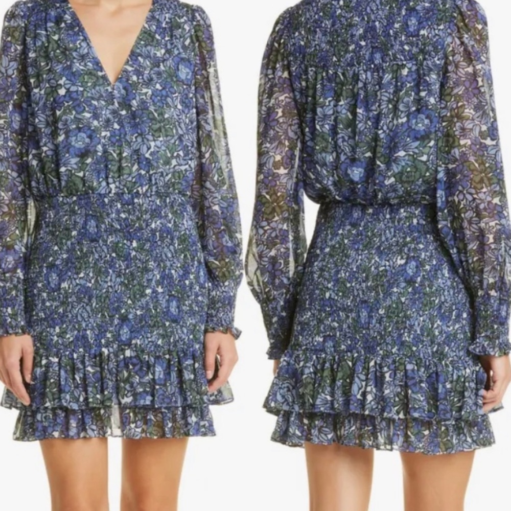 Veronica Beard multi blue floral SAERA dress